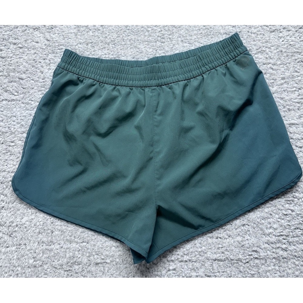 PINK Victoria Secret Green Lined Mini Shorts Size Medium Pocket Women's